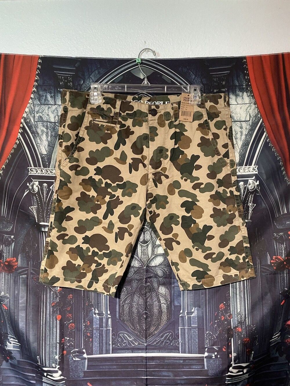 Indigo People Y2K Camouflage Shorts Men Size 34 Brand New